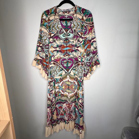 Zara Multicolor Printed Ruffle Hem Maxi Dress Size XS - Picture 9 of 12
